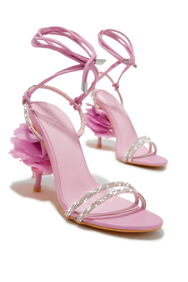Load image into Gallery viewer, Pink Single Sole Heels with Rhinestone Detailing

