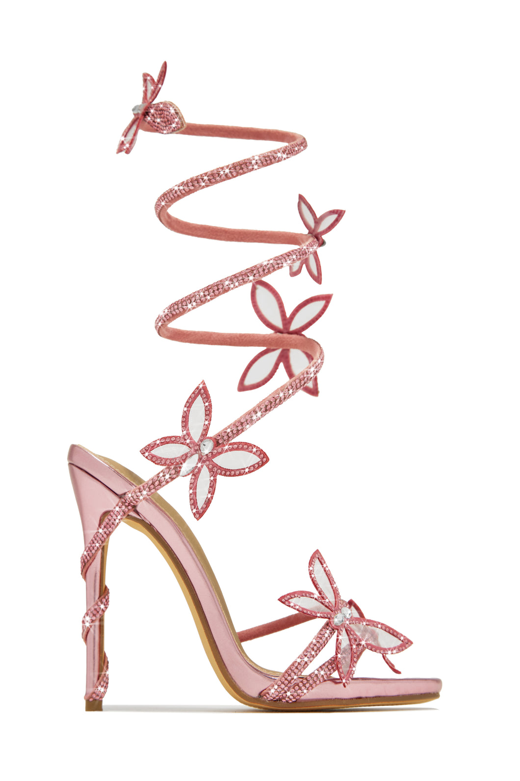 Fantasy Embellished Around The Ankle Coil Heels - Pink