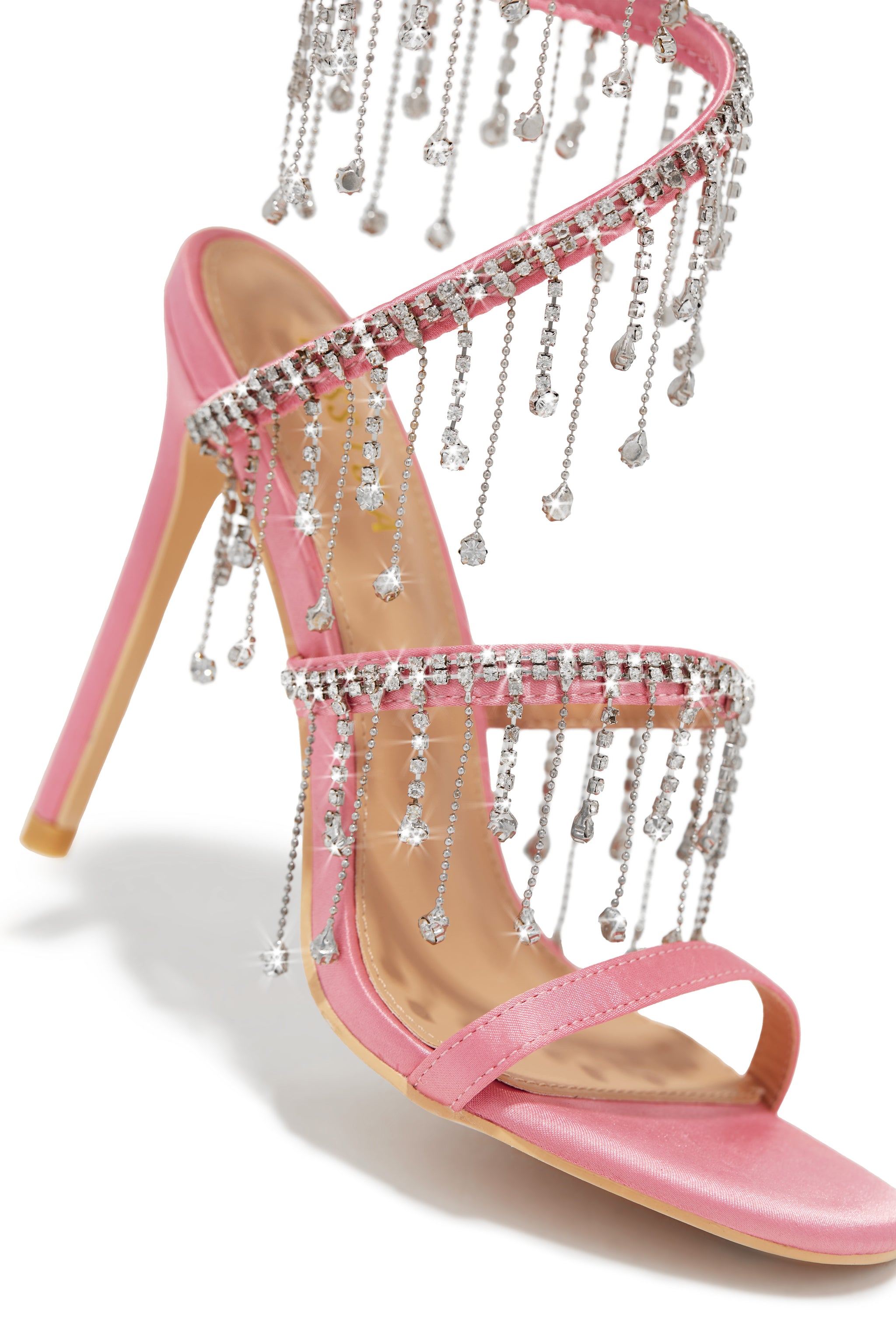 Miss Lola | Mariah Pink Embellished Around The Ankle Coil