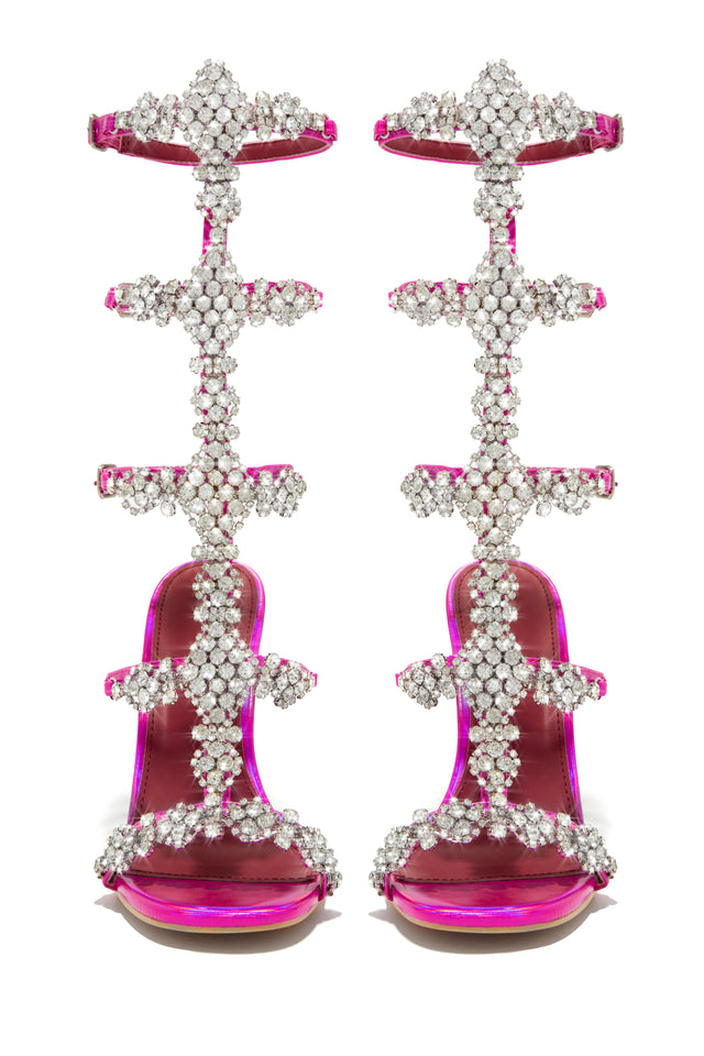 Load image into Gallery viewer, Expensive Taste Embellished Cage High Heels - Pink
