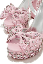 Load image into Gallery viewer, Pink Chunky Heels with Embellished Detailing
