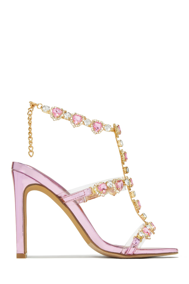 Load image into Gallery viewer, Pink Metallic Embellished High Heels
