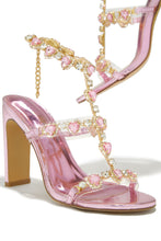Load image into Gallery viewer, Pink Single Sole Embellished Heels
