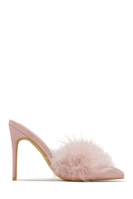 Load image into Gallery viewer, Pink Faux Fur Pointed Toe Mule Heels
