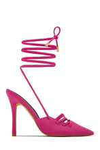 Load image into Gallery viewer, Pink Wrap Up Heels
