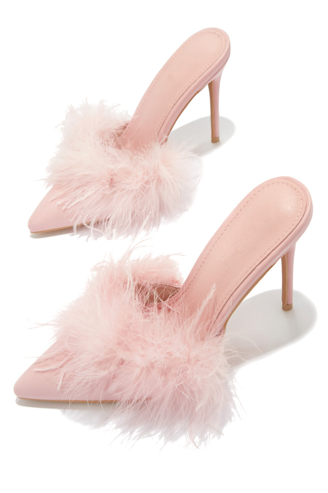 Fur Heels Women Square Heels Sandals C | Fur heels outfit, Heels, Pink fur  heels