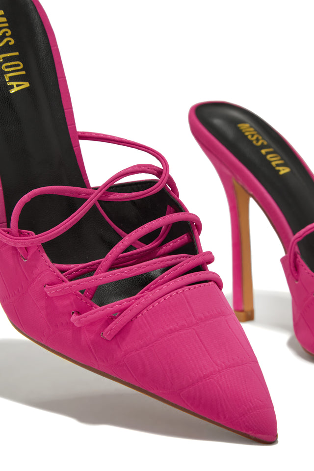Load image into Gallery viewer, Croc Embossed Pink Heels
