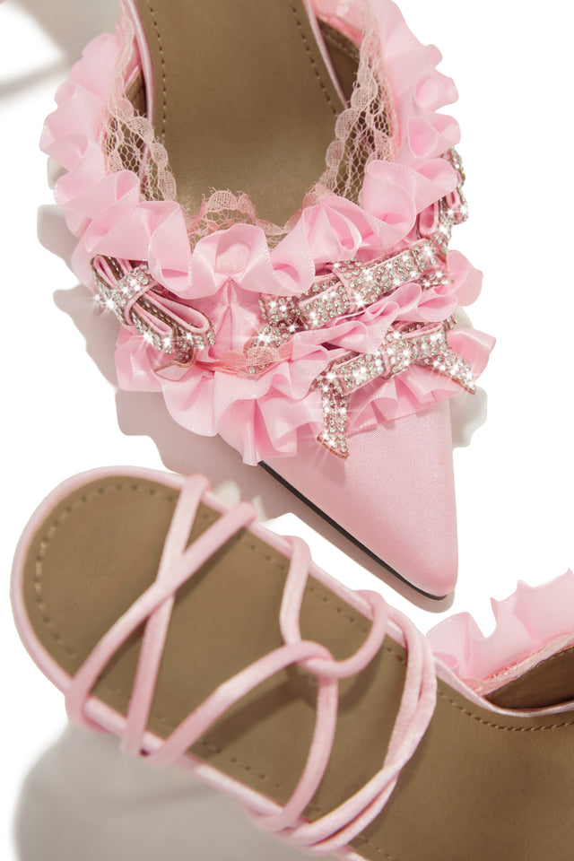 Load image into Gallery viewer, Pink Closed Pointed Toe Lace Up Pumps
