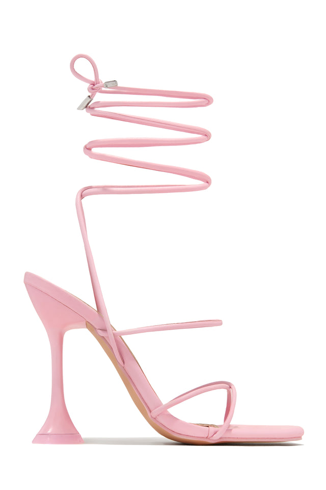 Load image into Gallery viewer, Loving Heart Lace Up High Heels - Pink
