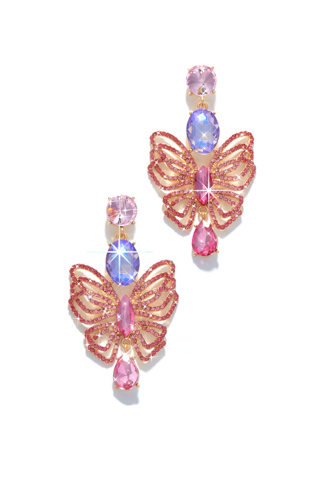 Load image into Gallery viewer, Spring Pink Butterfly Earrings
