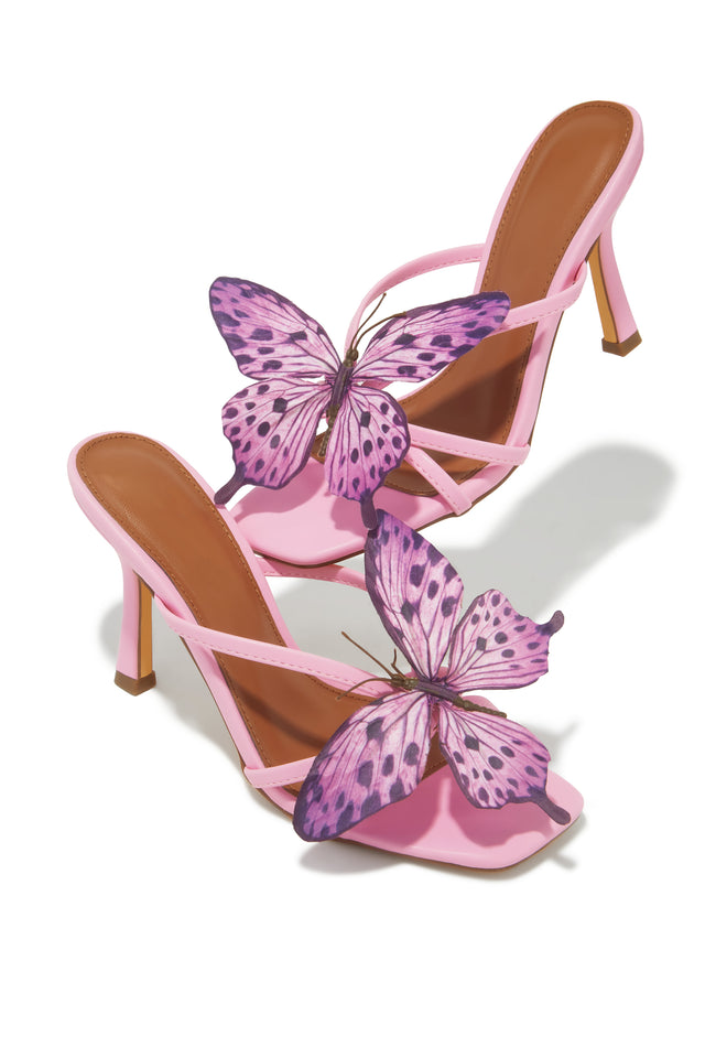 Load image into Gallery viewer, Mariposa Butterfly Mule Heels - Pink
