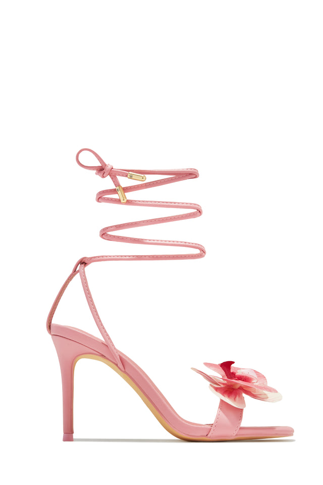 Load image into Gallery viewer, Vacay Getaway Lace Up Single Sole Heels - Pink
