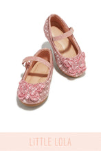 Load image into Gallery viewer, Pink Embellished Little Lola Flats with Butterfly Patch
