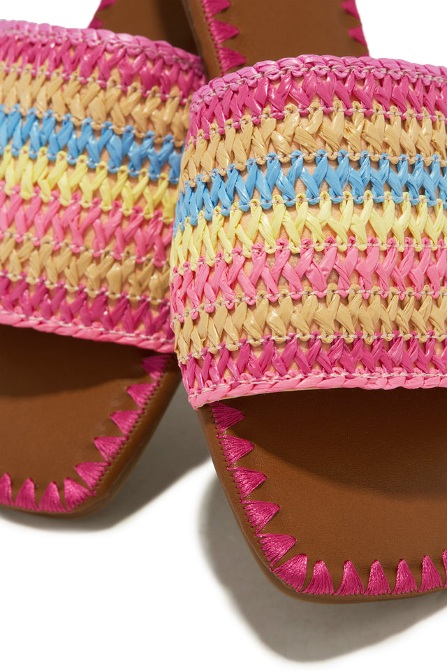 Load image into Gallery viewer, Multi Color Pink Woven Detailing Slip On Sandals
