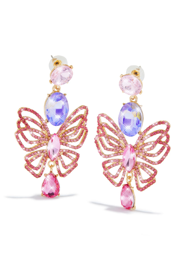 Load image into Gallery viewer, Luxe Fantasy Butterfly Embellished Earring - Pink
