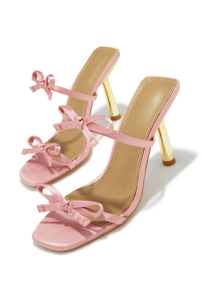 Load image into Gallery viewer, Simple Affair Bow Heel Mules - Pink
