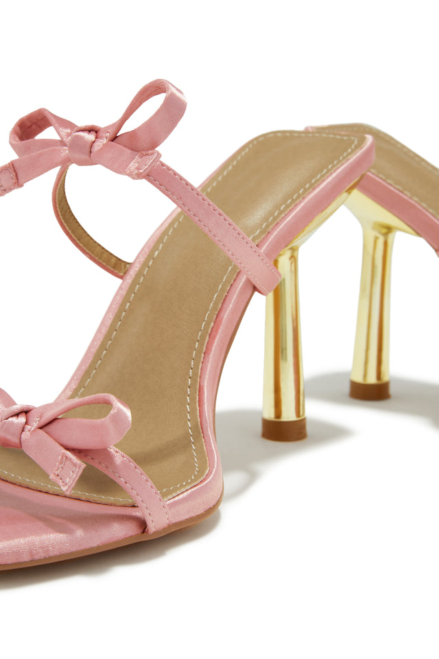 Load image into Gallery viewer, Simple Affair Bow Heel Mules - Pink
