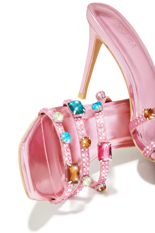 Load image into Gallery viewer, Pink Embellished Mules
