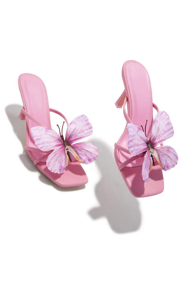 Social Butterfly Mid Heel Mules - Pink