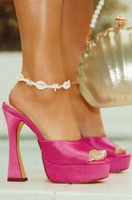 Load image into Gallery viewer, Pink Platforms Styled with Shell Anklet and Shell Bag
