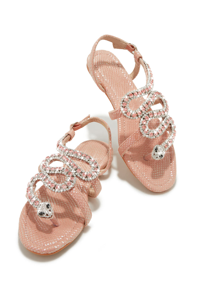 Load image into Gallery viewer, Pink Snake Embellished Sandals
