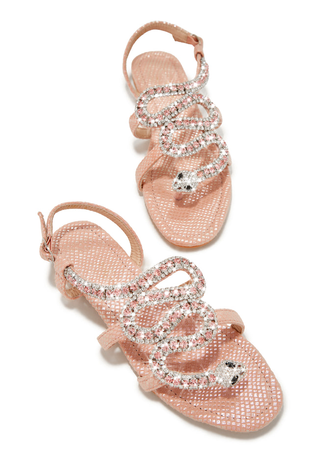 Load image into Gallery viewer, Pink Embellished Snake Sandals
