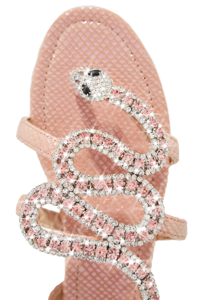 Load image into Gallery viewer, Pink Sandals with Rhinestone Pendant
