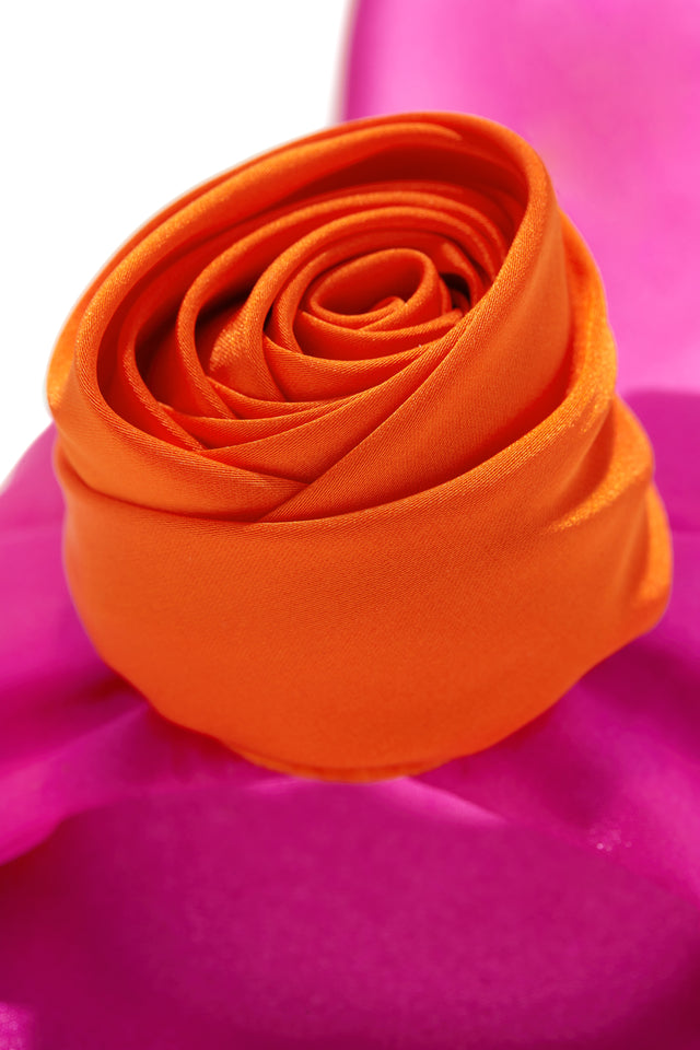 Load image into Gallery viewer, Pink slide Sandals with Orange Flower Detailing
