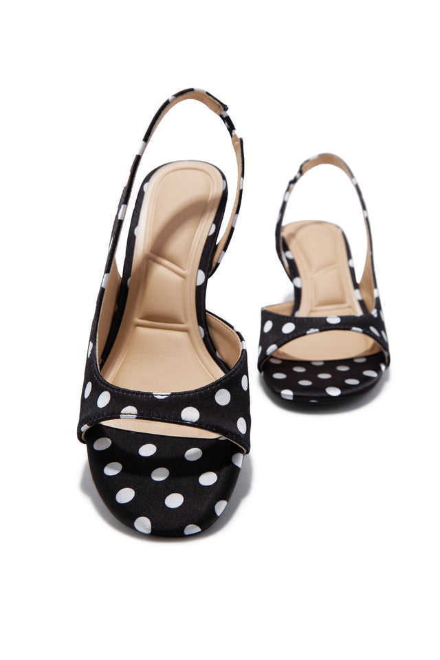 Load image into Gallery viewer, Becca Slingback Mid Heels - Black Polka Dot
