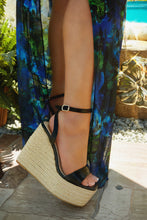 Load image into Gallery viewer, Poolside Espadrille Platform Wedges - Black

