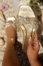 Load image into Gallery viewer, Women Holding Gold-Tone Embellished SDandals
