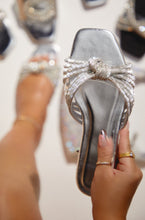 Load image into Gallery viewer, Women Holding Silver-Tone Embellished Sandals
