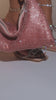 Nude clear heel with rhinestone embellished bow straps