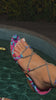 multi print strappy sandals on model video