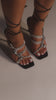 Model Wearing Black Embellished Lace Up Heels Video