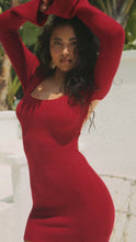 Load and play video in Gallery viewer, video of model wearing red knit dress
