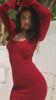video of model wearing red knit dress