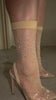 nude embellished fishnet heels