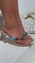 Load and play video in Gallery viewer, Nola Thong Strap Mid Heel Mules - Gold

