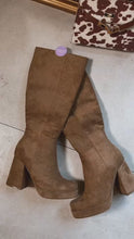 Load and play video in Gallery viewer, Hudson Platform Block Heel Boots - Camel Suede
