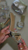 Silver tone mid heel mules video