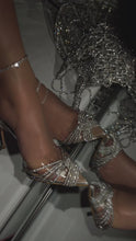 Load and play video in Gallery viewer, silver embellished pumps on model video
