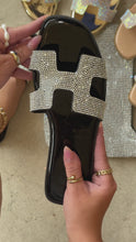 Load and play video in Gallery viewer, black embellished sandals video
