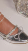 Model wearing silver-tone embellished flats video