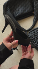 Load and play video in Gallery viewer, black pointed toe mule heel video
