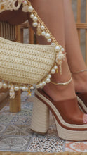 Load and play video in Gallery viewer, video of tan chunky platform espadrille heels
