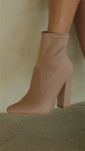 Load and play video in Gallery viewer, Video of nude chunky heel booties
