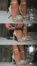 Load and play video in Gallery viewer, Video of ivory rose embellished heel
