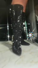 Load and play video in Gallery viewer, Elvia Embellished Kitten Heel Boots - Black
