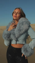 Load and play video in Gallery viewer, Denim jacket with faux fur trim video
